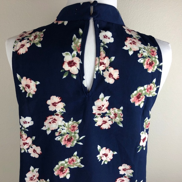 Blu Pepper Sleeveless Blouse Size S Navy Pink - Picture 5 of 8